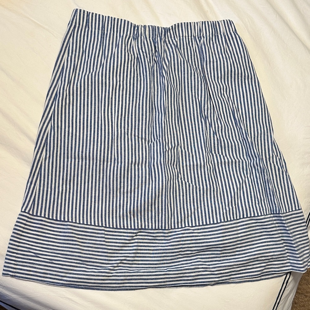 J. Crew Navy and White Striped A-Line Skirt